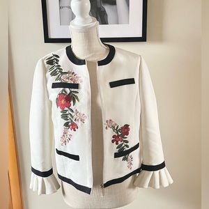 Ted Baker Ruffle Sleeve Floral Blazer